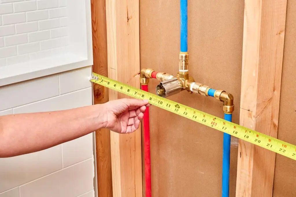 Shower valve installation in new framing – St. Albert project